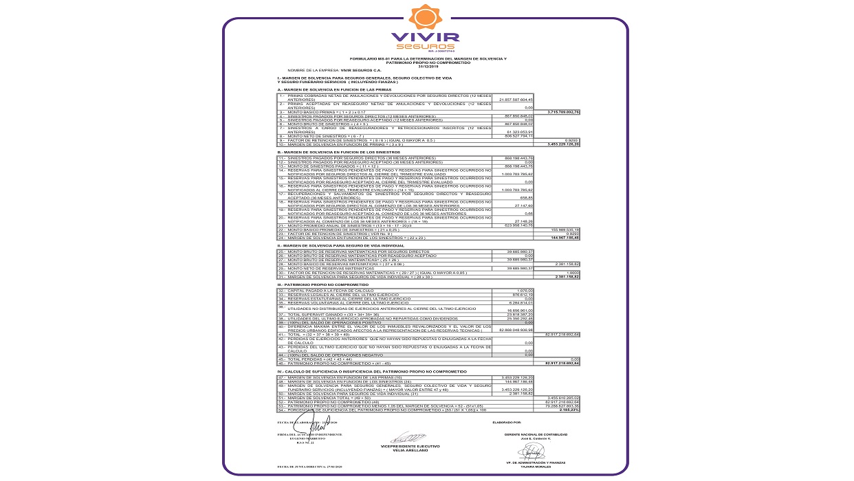 Margen De Solvencia Vivir Seguros