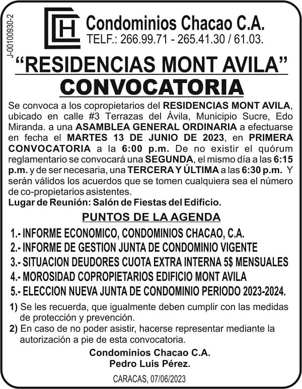 CONVOCATORIA RESIDENCIAS MONT AVILA