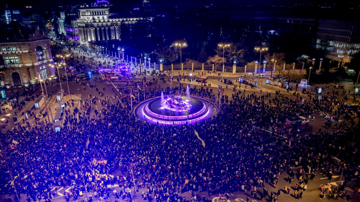 Manifestación por el Día Internacional de la Mujer, desde la plaza de Atocha hasta la de Colón