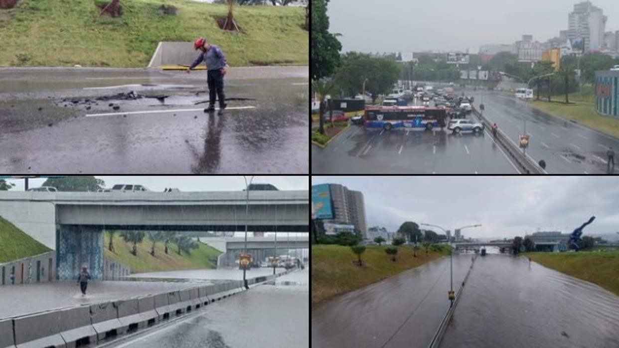 Reportan calles anegadas en Caracas por precipitaciones