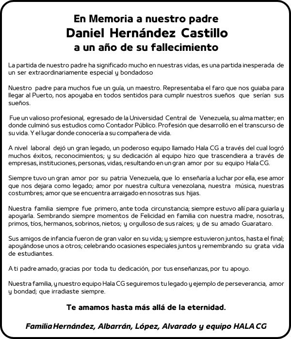 OBITUARIO DANIEL HERNÁNDEZ CASTILLO