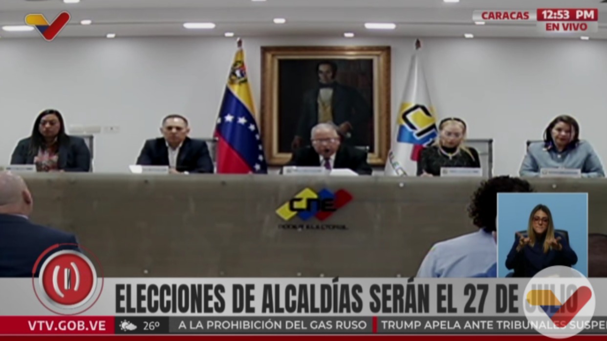 Consejo Nacional Electoral convoca elecciones municipales para el 27 de julio
